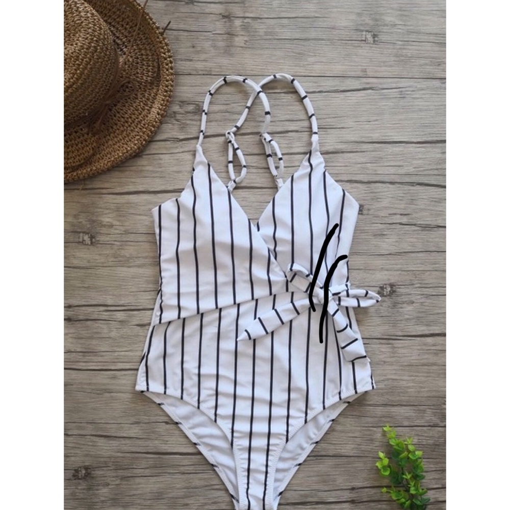 NWT Striped black and white swimsuit bathing suit